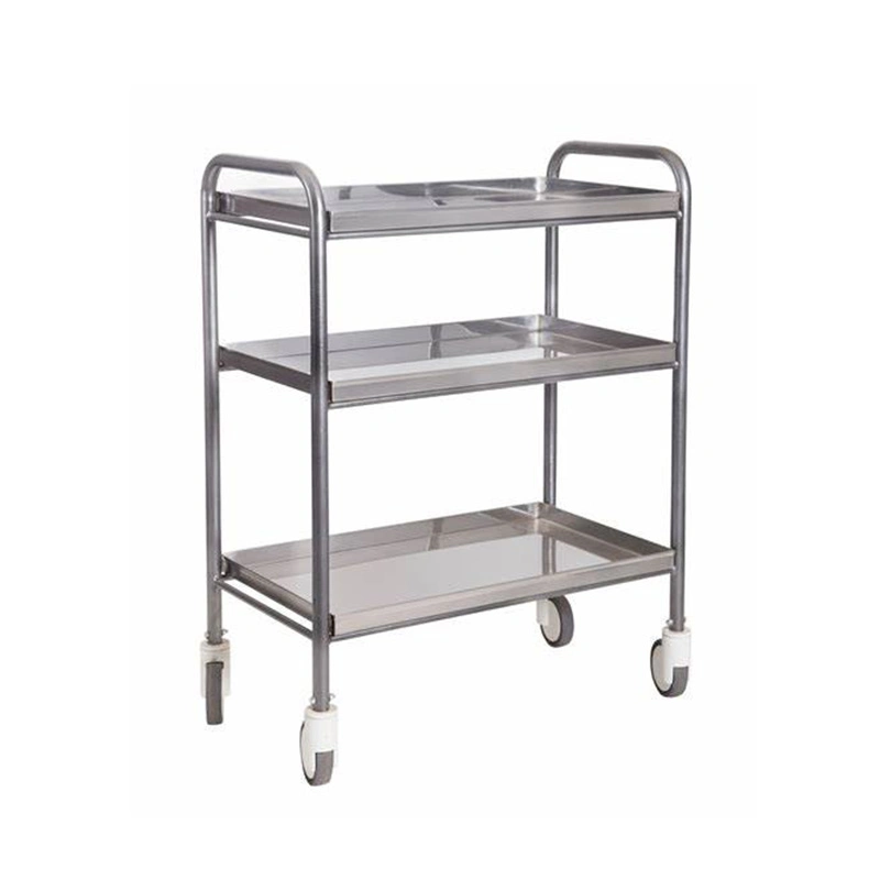 Commercial Equipment Stainless Steel 3 Layers Tray Food Distribution Handcart Cupboard Hospital Food Trolley