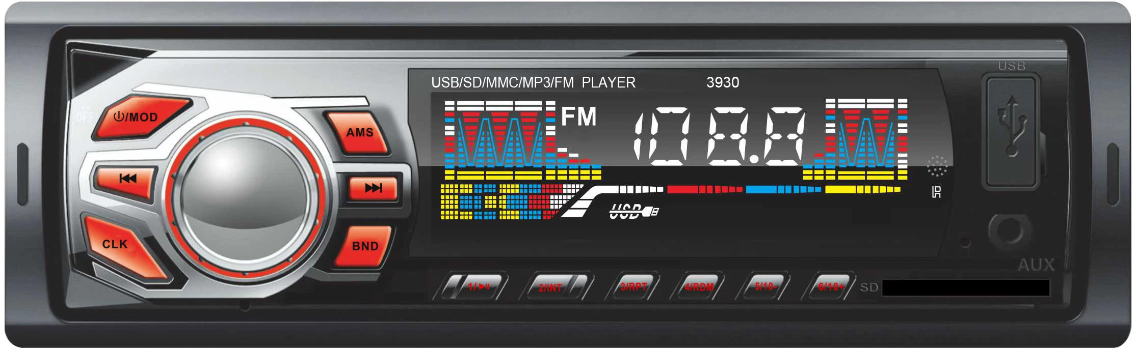 Автомобильный мультимедийный аудиопроигрыватель с двойным разъемом USB и поддержкой MP3 и Bluetooth