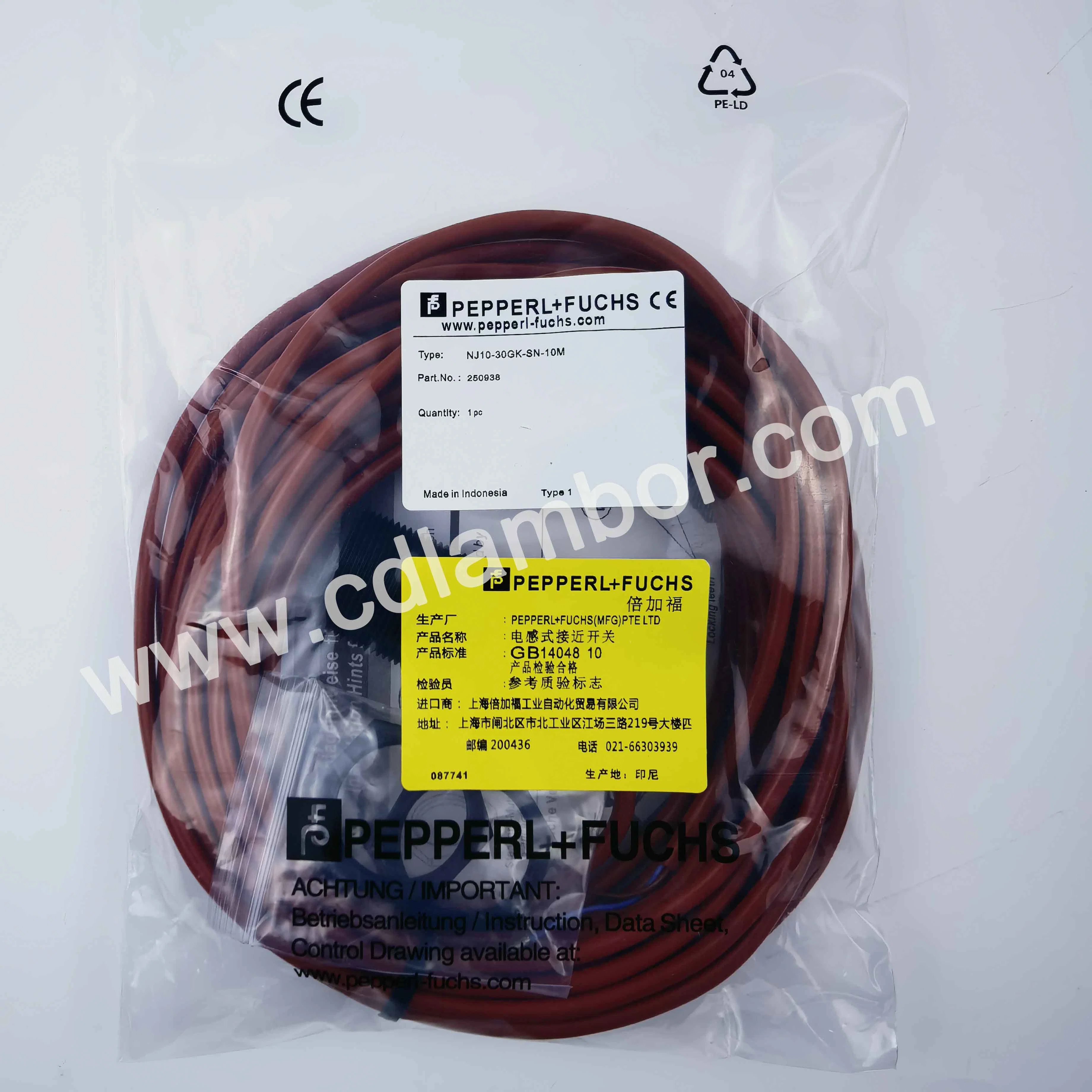 Alemania P+F Pepperl+Fuchs Nj10-30gk-Sn-10m sensor inductivo de interruptor de aproximación de inductancia, interruptor de proximidad inductivo