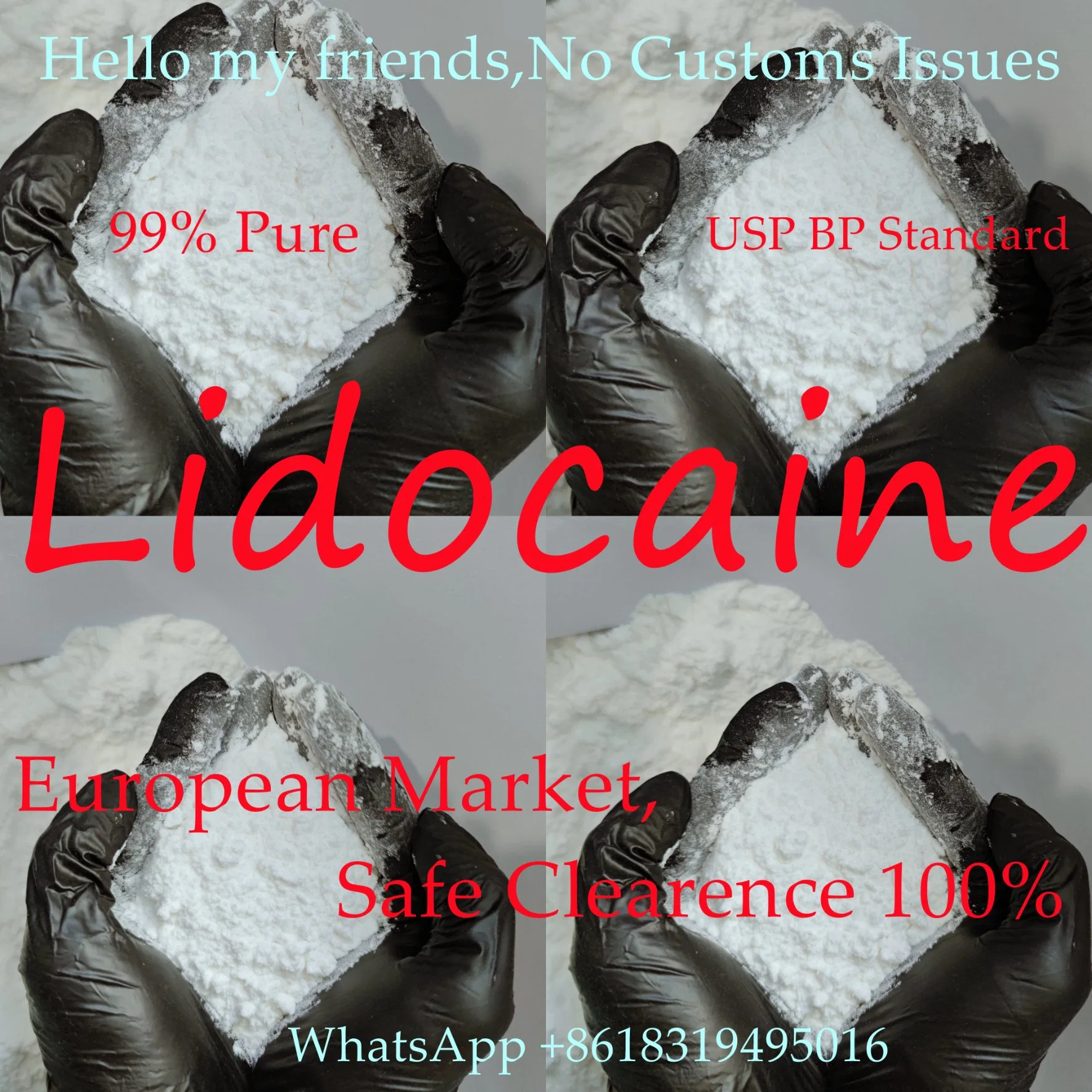 Sichere Zollabfertigung 99% Lidocain Hydrochlorid Lidocain HCl CAS137-58-6 Lidocain CAS 73-78-9 Narkosepulver