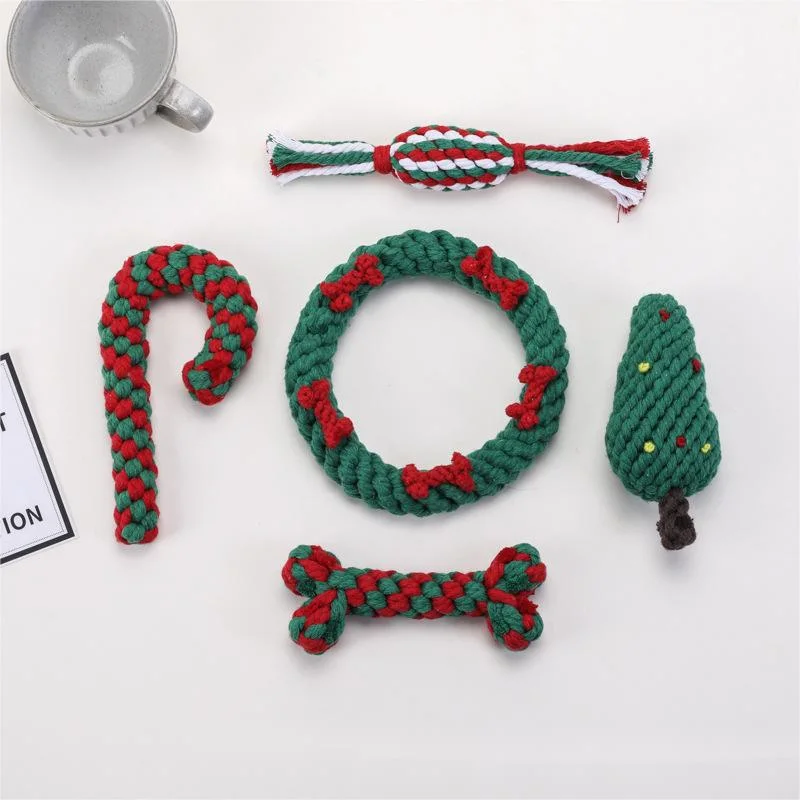 Christmas Bite Toys Clean Teeth Twisted Rope for Puppy