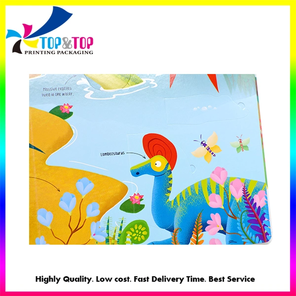 Custom Kids Cartoon Dinosaur Flip Book Flap Board Book Printing