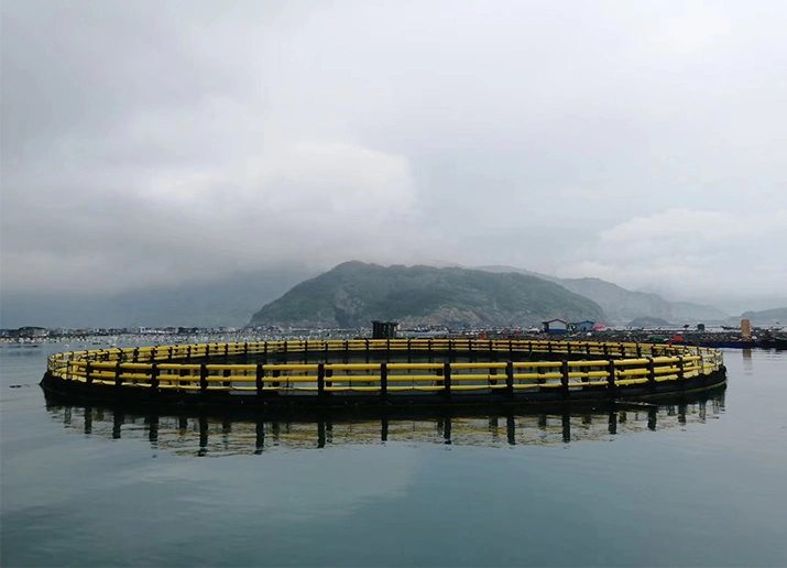 Strom résister à la cage de poissons flottant en PEHD avec système d'amarrage dans le