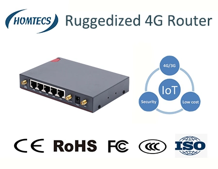 Router 3G 4LAN industrial da série H50G para monitorização de alarmes de vigilância e intrusão