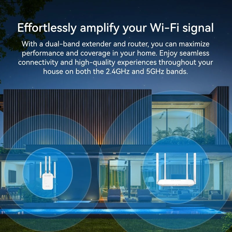 LB-LINK BL-RE1200 AC1200M High Power Dual Band Wirelesss Repeater (DHCP, AP, Repeater mode) 3 in 1 WPS Button 4 High Gain Antennas Strong Software Router