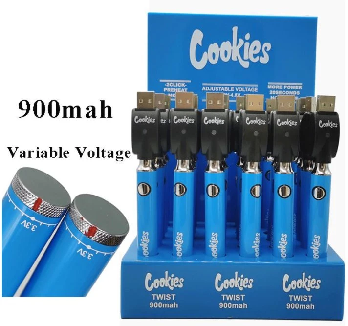 Wholesale 510 Thread Battery 900mAh Adjustable Voltage Twist 510 Battery Cookies