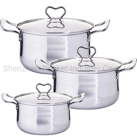 Jeu de batterie de cuisine casserole de cuisson en acier inoxydable pot