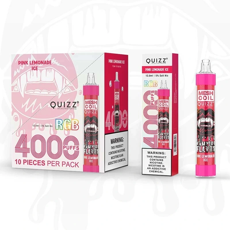 Quizz RVB appareil jetable Flash Pod 4000 bouffées Mini-e-cigarette rechargeable avec filet Vape bobine