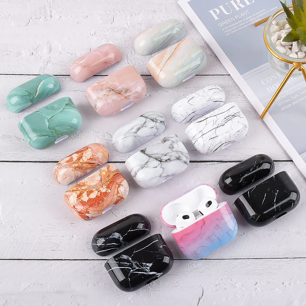 Marble Pattern Dust-Proof Hard PC Earphone Charging Box Protective Case Anti-Fall Cover Case for Apple Air Pods 3 - S08