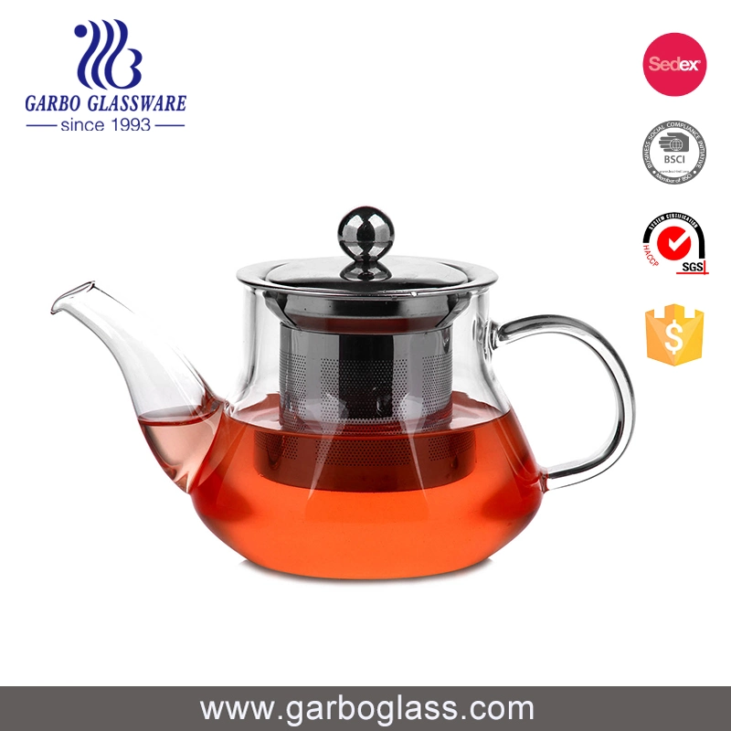 Comercio al por mayor Tetera Infuser COCINA Set de Regalo tetera de vidrio con colador de acero inoxidable extraíble Personalizado 4 tazas de doble pared y Té para diariamente