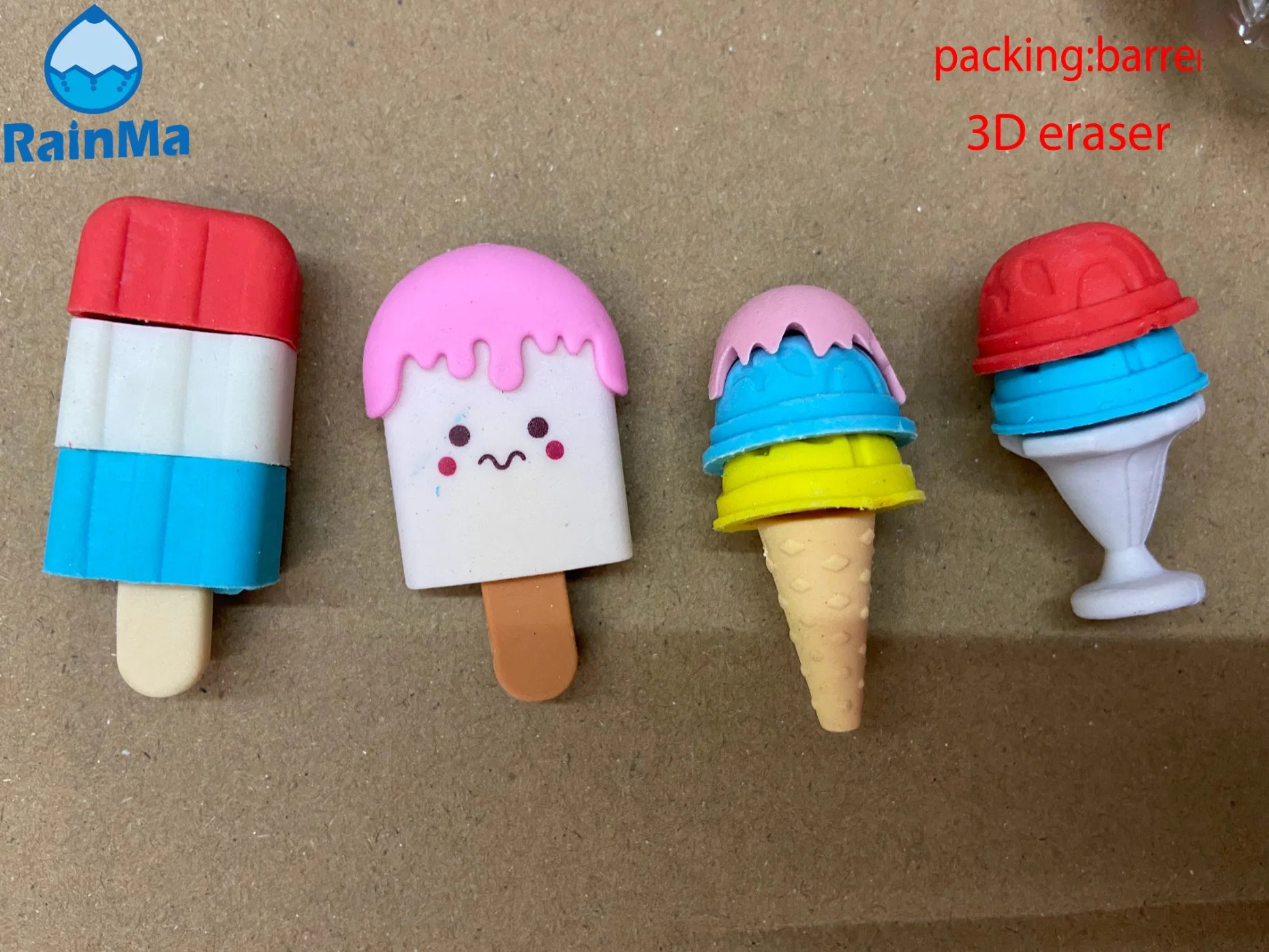 Factory Wholesale Cute Novel Ice Cream Series 3D Eraser for Children