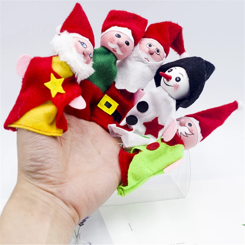 Hand Puppets Lovely Santa Finger Doll Puppets Mini Soft Stuffed Christmas Plush Baby Toy Gifts