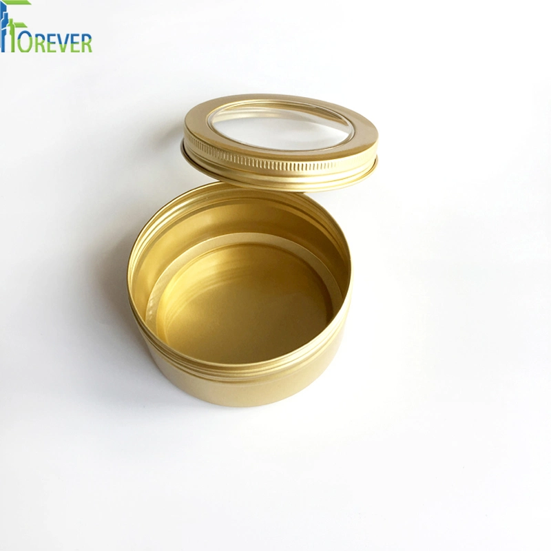 Chinese Supplier Food Grade Gold Metel Aluminum Jar with Window