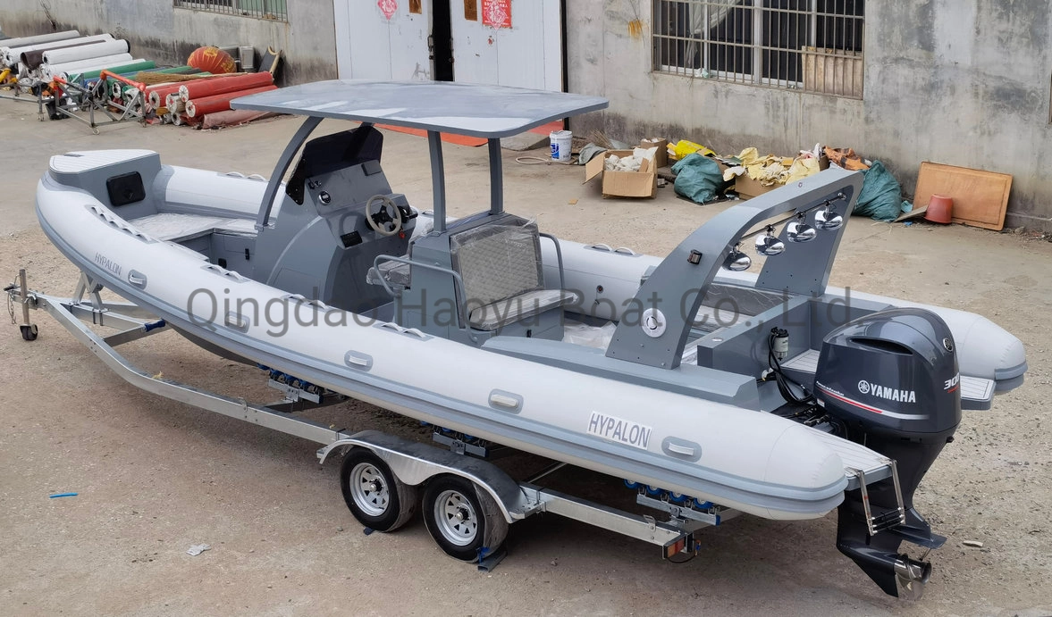 Haoyu Boat 8.6m/28FT Rib Boat Aluminum Hull Hypalon or PVC Under Water Lights