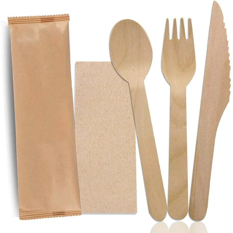 Biodegradable Eco Friendly Wooden Cutlery Set Wood Disposable Knife Fork Spoon