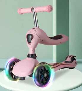 Children's Flash Scooter Foreign Trade Cross-Border Dedicated to Sit Can Ride Folding 3-in-1 Roller Scooter Toy Car More Safer Children Bike