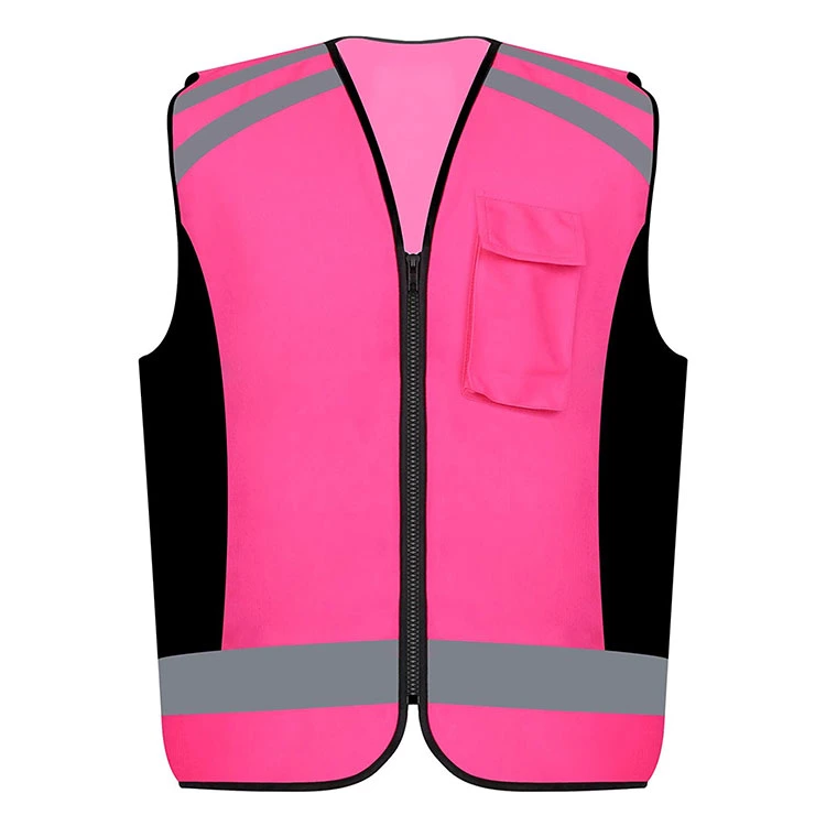 Inspector Construction Traffic Warden Pink Safety Reflective Strips Vest for Adult