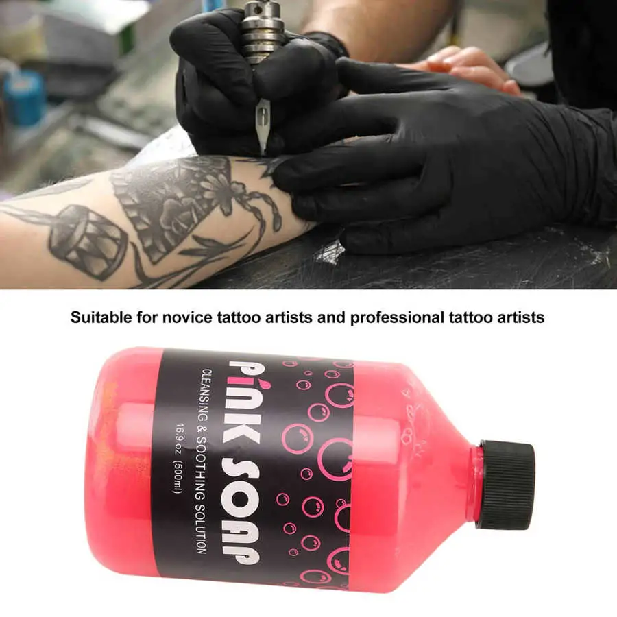 500ml Tattoo Cleansing Solution Soap Pink Healing Concentrating Tattoo Cleaning Blue Soap for Soothing Novice Tattoo Accessories