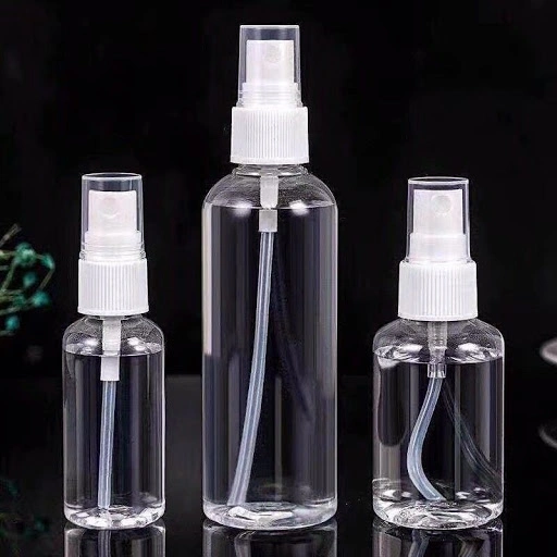 Vente chaude de bouteilles en plastique portables, petits contenants rechargeables, bouteille de pulvérisation cosmétique aérosol.