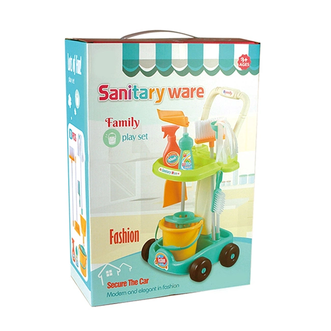 Cleaning Trolley Toy Pretend Play Cleaning Car Kids Children Toys Cleaning Set