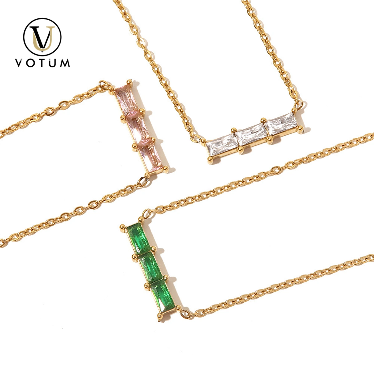 Votum Factory OEM Crystal 18K Gold Plated 925 Silver Necklace Customize Jewelry