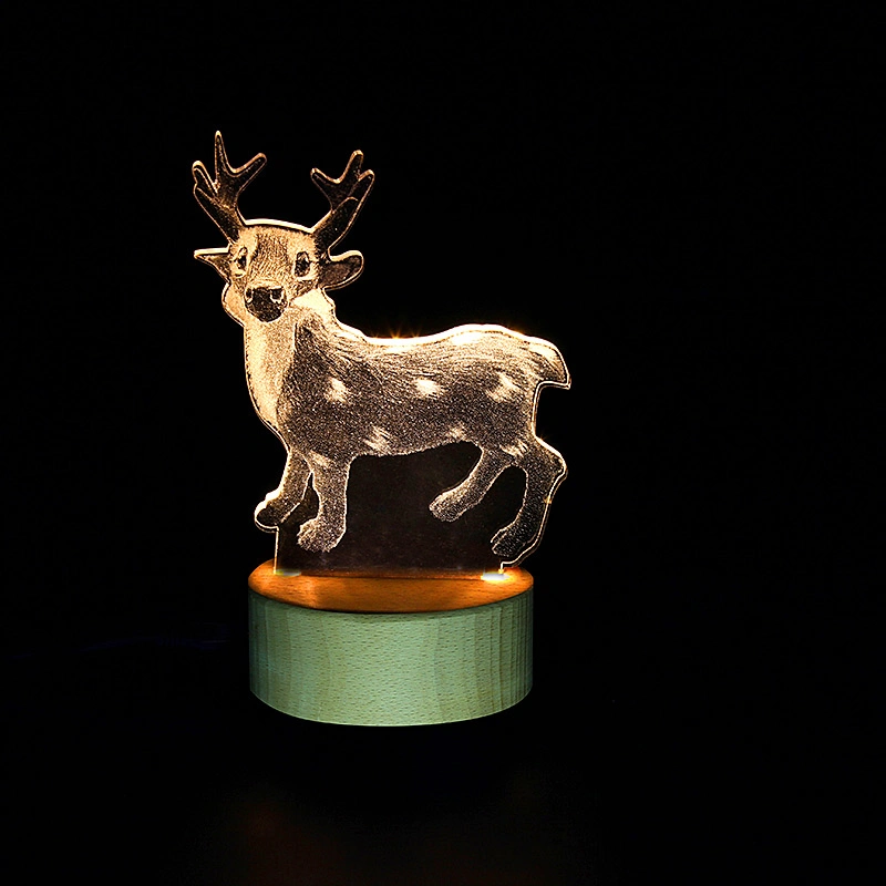 Geschenk LED-Licht Basis RGB Farbe ändern Nachtlicht 3D Acryl Tischleuchte Home Dekoration Maßgeschneiderte Touch Lights Little Deer 3D Zimmer Nachtlicht