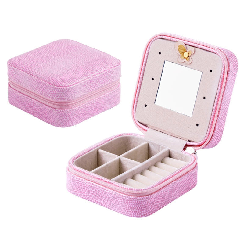 Factory Custom-Made Colorful Print Earring PU Storage Box with Decorations