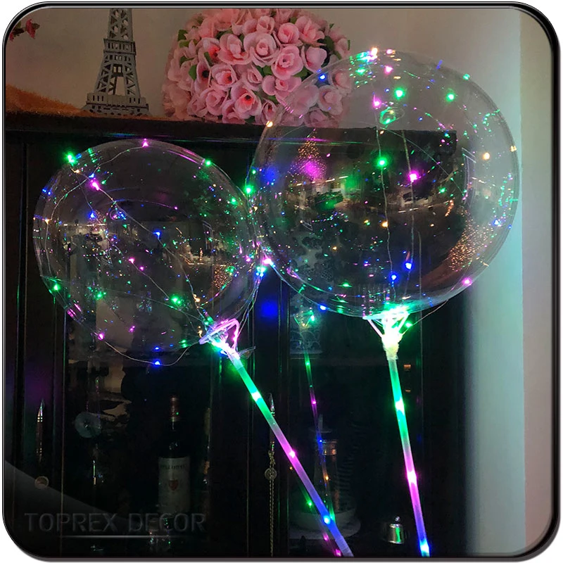 Transparent Bobo Balloon Shining LED Copper String Light Party Decoration