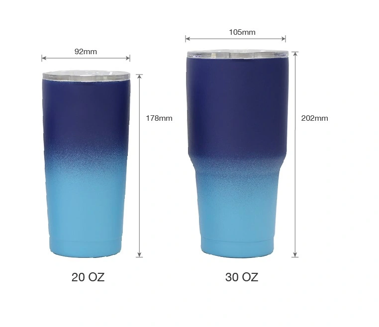 30oz noir Tumbler à double paroi en acier inoxydable Fiole de voyage