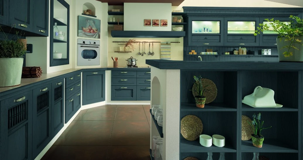 Diseño moderno y elegante de madera maciza gabinetes de cocina Bsk-40