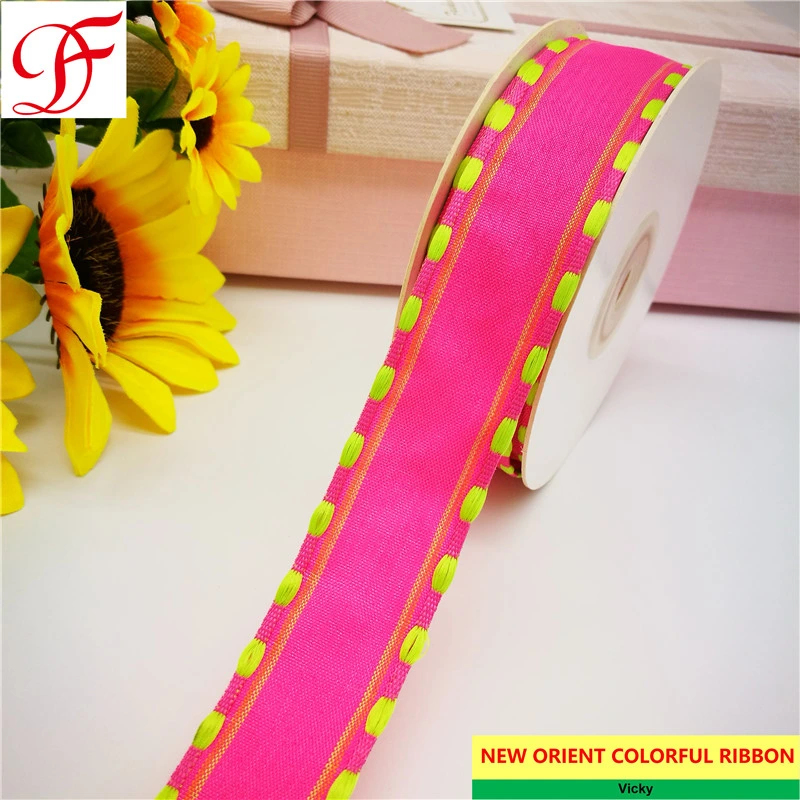 Jacquard Ribbon with Different Patterns Choice Double/Single Face Satin Grosgrain Gingham Taffeta Sheer Organza Hemp Ribbon