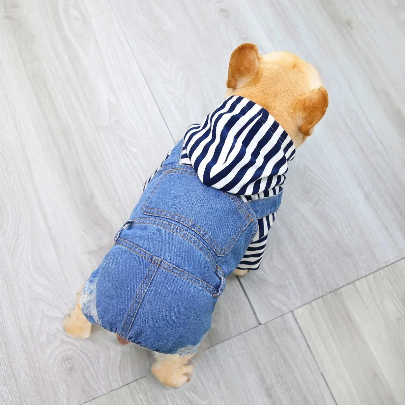 Fashionable Cowboy Style Button Design Pet Jeans Clothes Casual Pet Shirts Stripe Dog Clothes