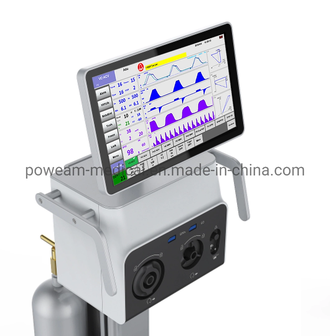 15,6 pouces Écran tactile LCD Ventilateur de soins intensifs chirurgical pour adultes, pédiatriques et néonatals en milieu hospitalier.