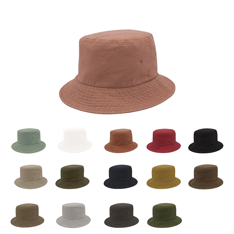 Wholesale Custom Logo Fashion Fisherman Boonie Gorras for Women Men Sun Fishing Cap Recycled Crosshatch Cotton Bucket Hat