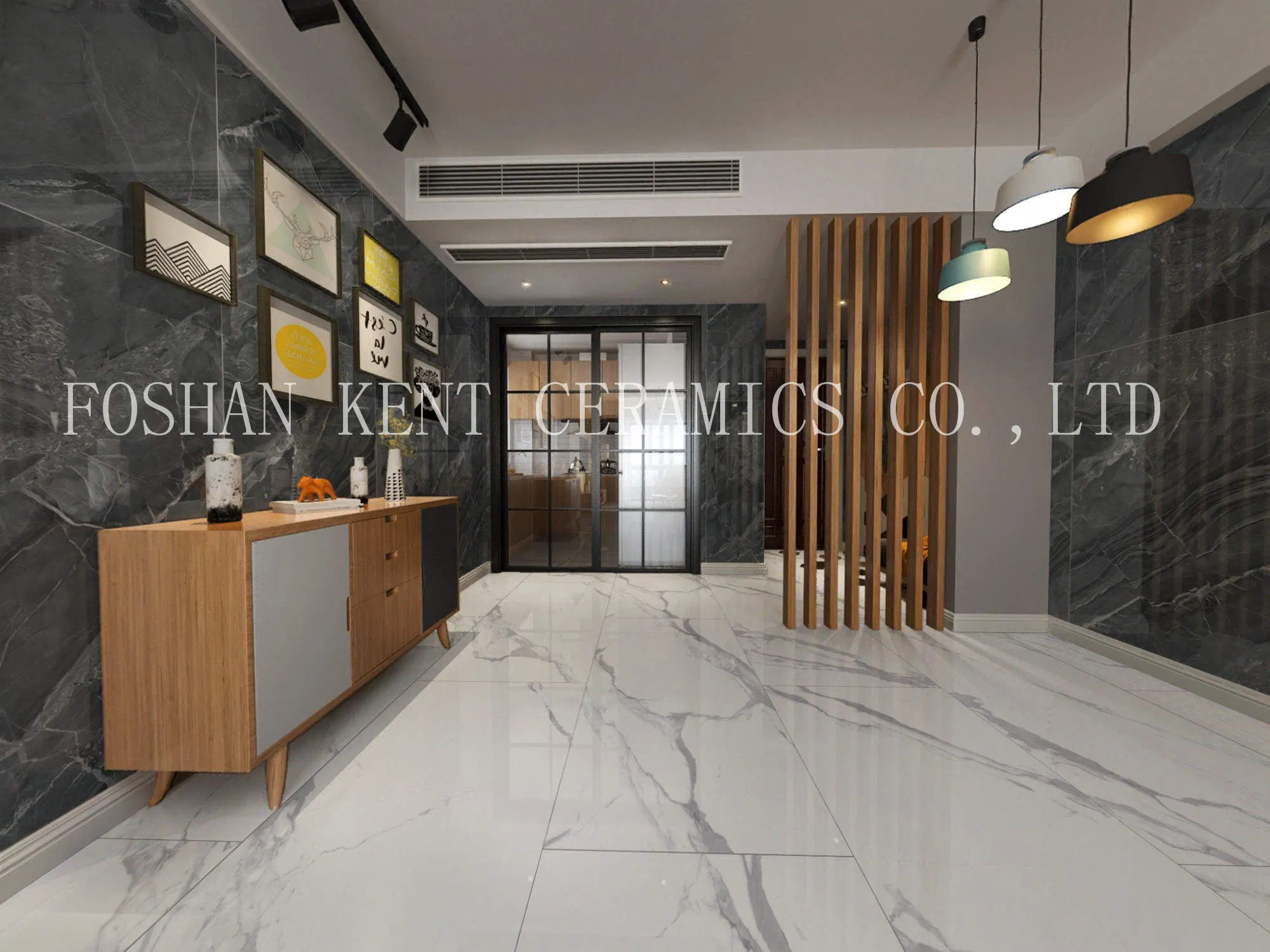 Cararra White Glossy Glazed Full Body Marble Design Flooring and Wall Tiles 750*1500mm