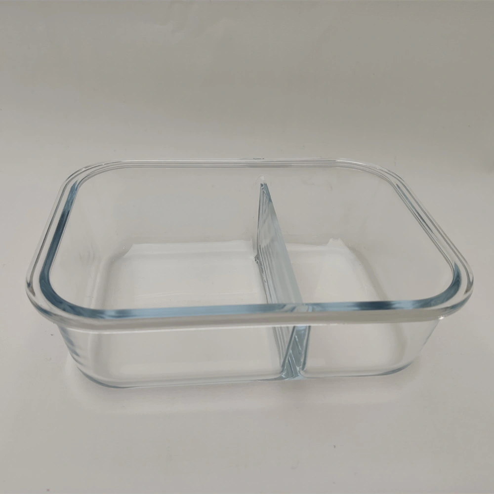 Microwaveable Oven Safe Borosilicate Glass Lunch Box Travel Glassware with Partition