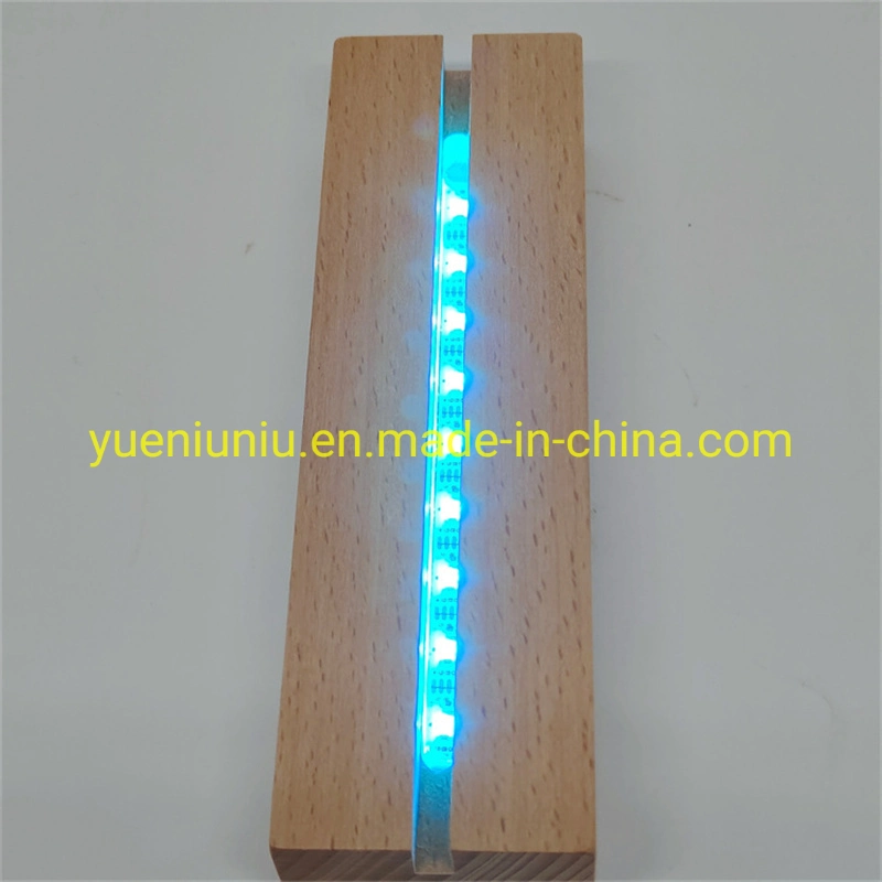 Hot Sale 300mm Large Rectangle LED Light Base 3D Night Light Base USB Charging Wood Base for Acrylic