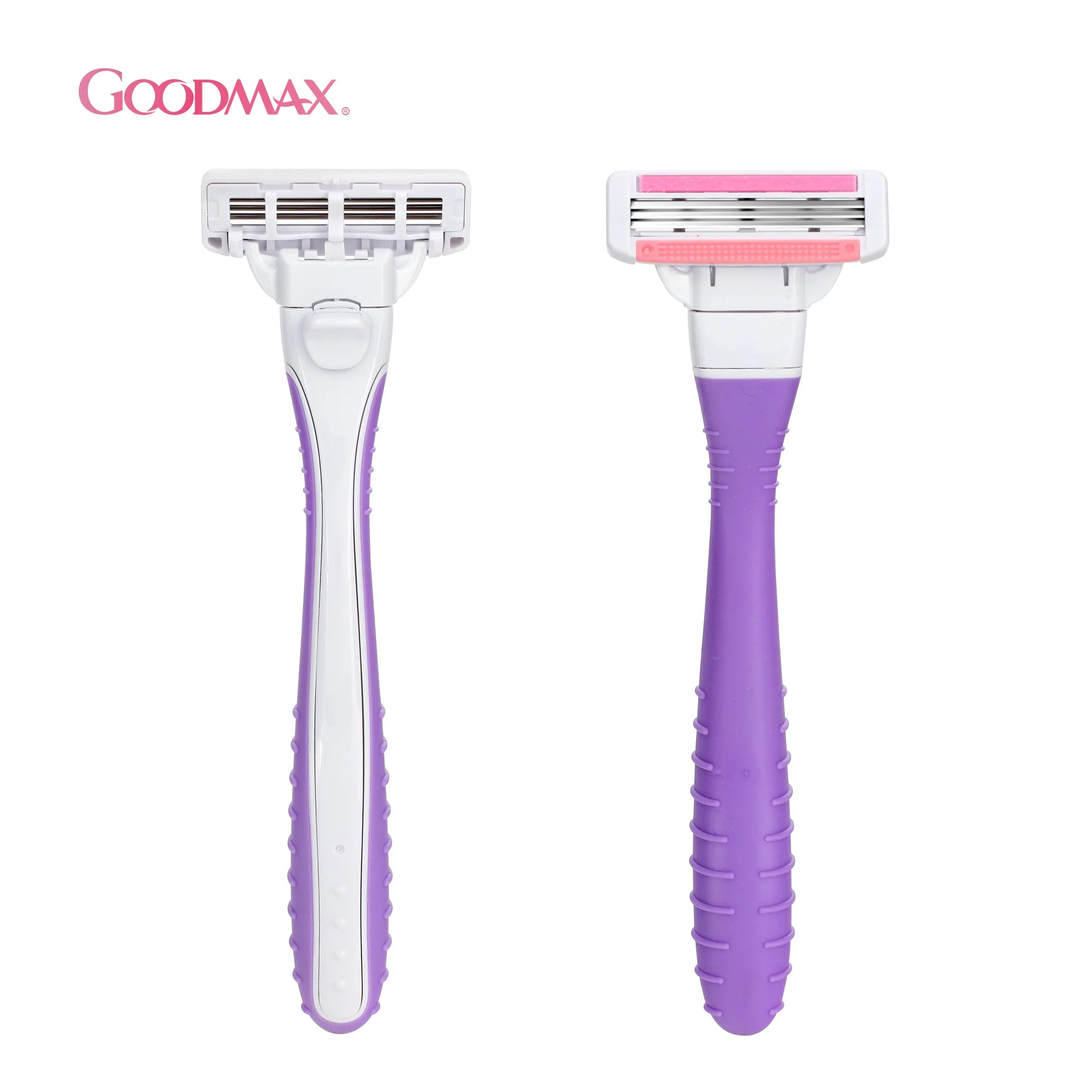 Open Back Design 3 Blades Good Quality System Razor with Rubber Handle