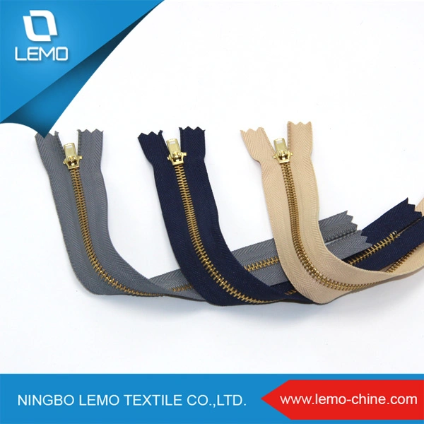 Gold Brass Zipper Accessories Manufacturer for Garments