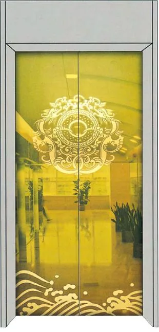 Fujixun Gorgeous Gold Small Floral Pattern Stainless Steel Elevator Floor Door