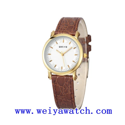 Correa de cuero Ver Promoción Business Watch con WY-1082Unisex (GD)