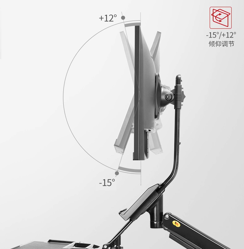 Resorte de gas Monitor Wall Mount Bracket con bandeja para teclado de 19-27 pulgadas