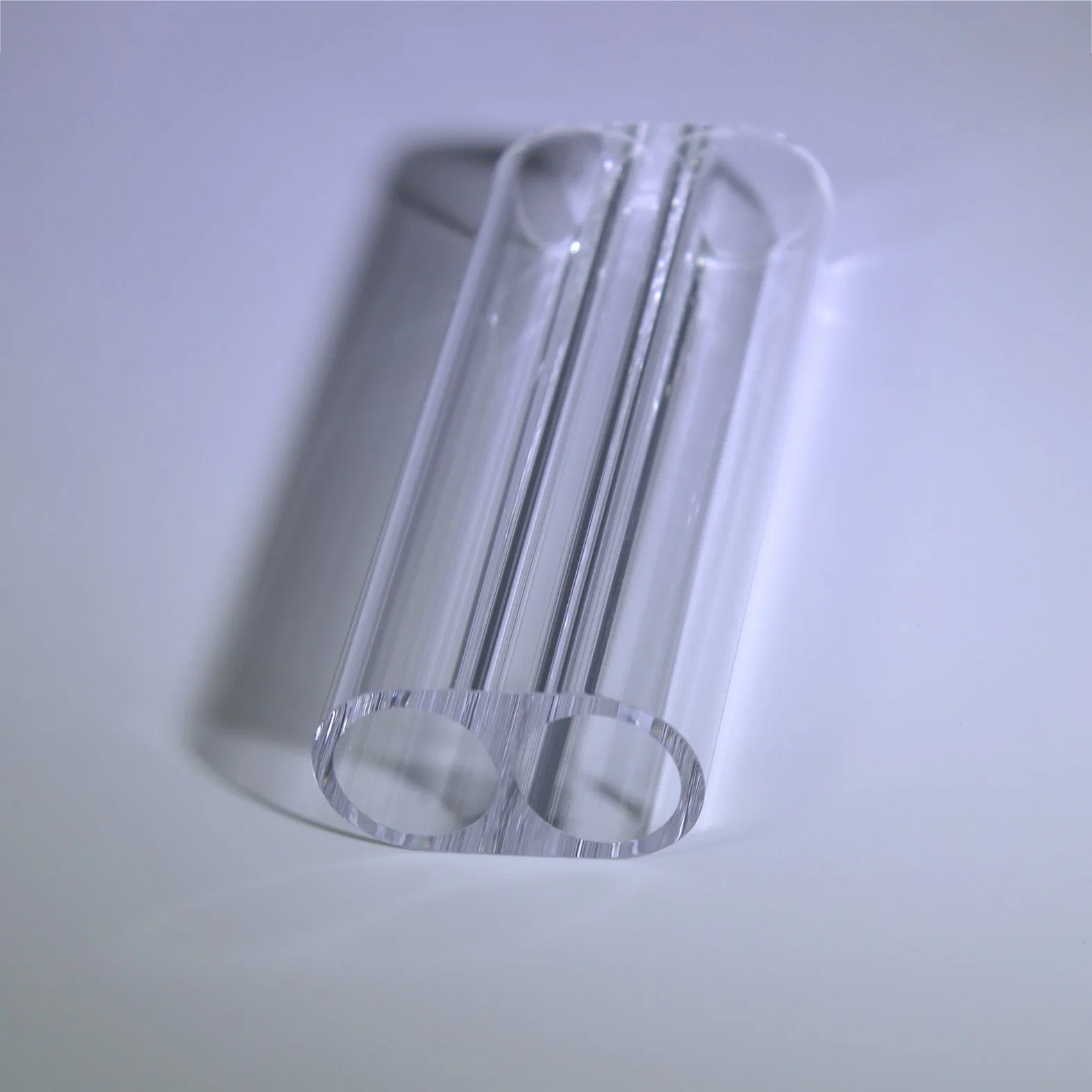 Custom Pure Fused Silica Glass Laser Flow Tube with Two Holes