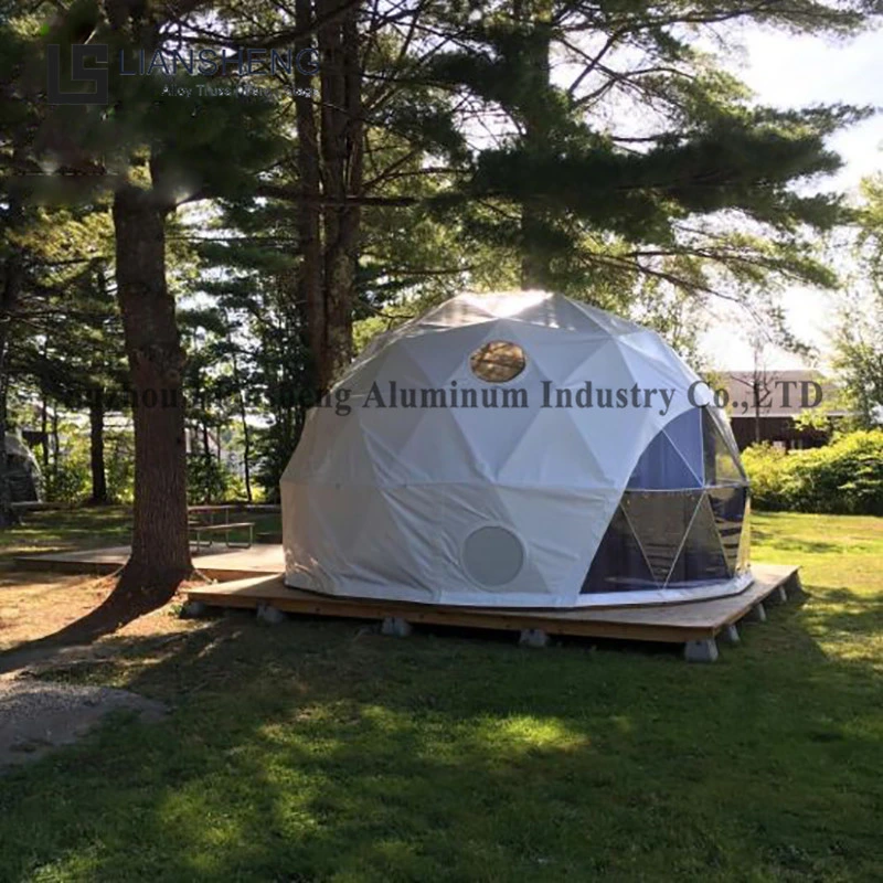 Winter Outdoor Luxury Igloo Geodesic Glamping Clear Dome House Tent with Fireplace Insulation