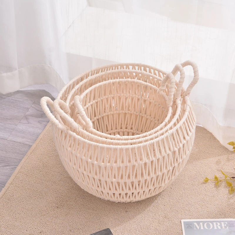 Round Hollowed Egg Container Storage Basket for Cosmetics with Handles