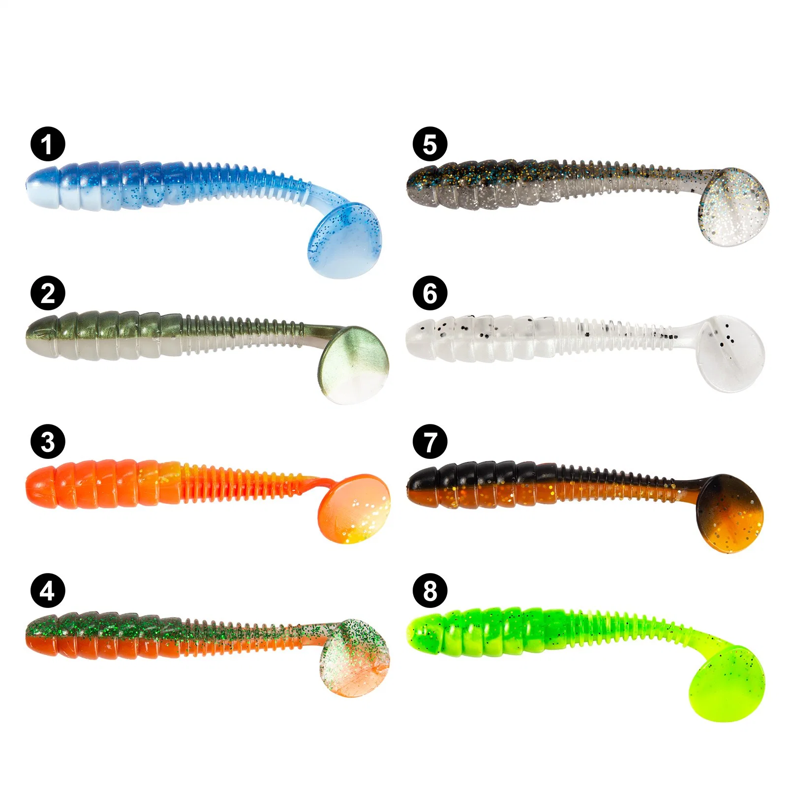 Wholesale/Supplier 8 Colors Soft Plastic Fishing Lures T Tail Swim Bait Worm Soft Lure Soft Bait