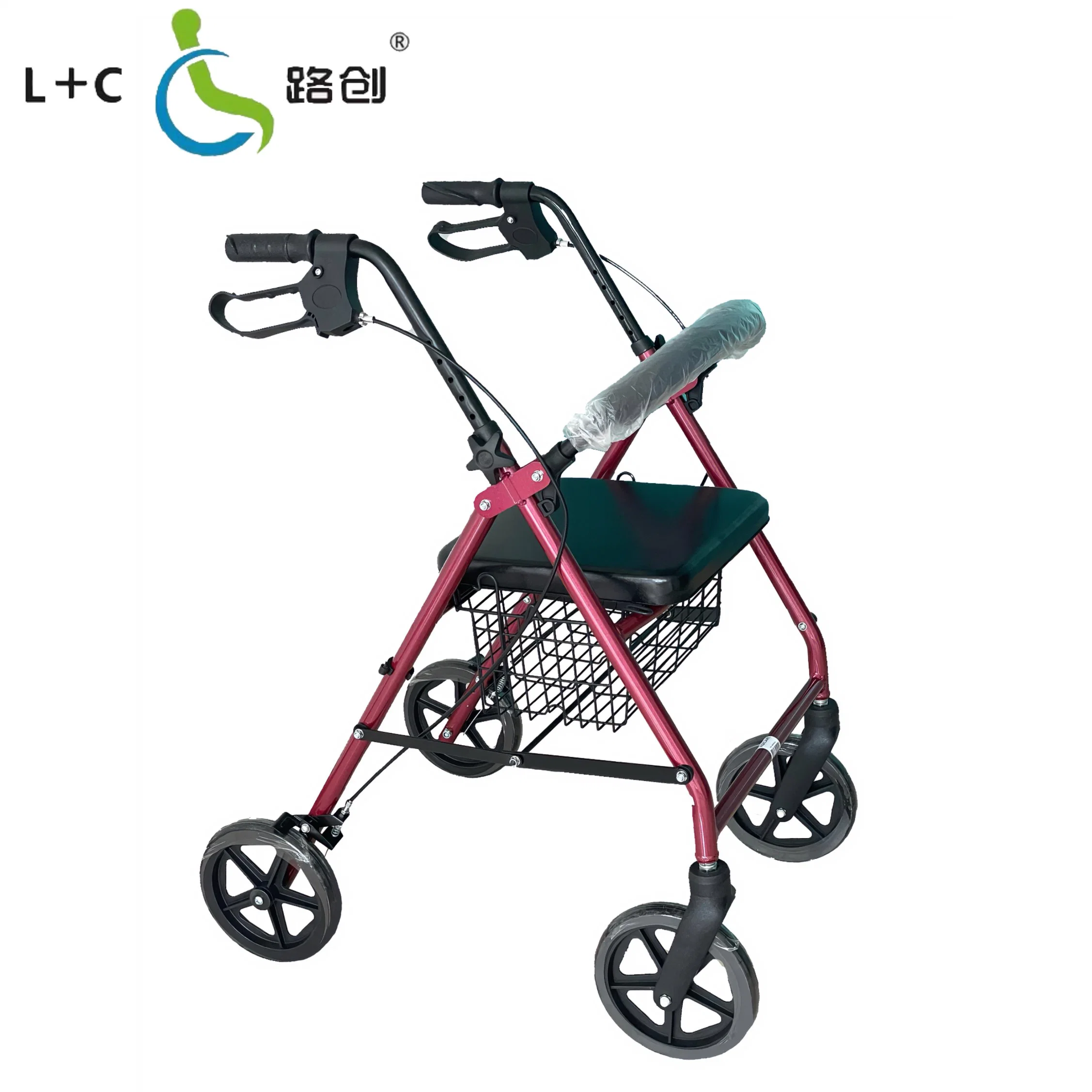 Wholesale Foldable Aluminum Walking Aid Rollator Walker with Seat