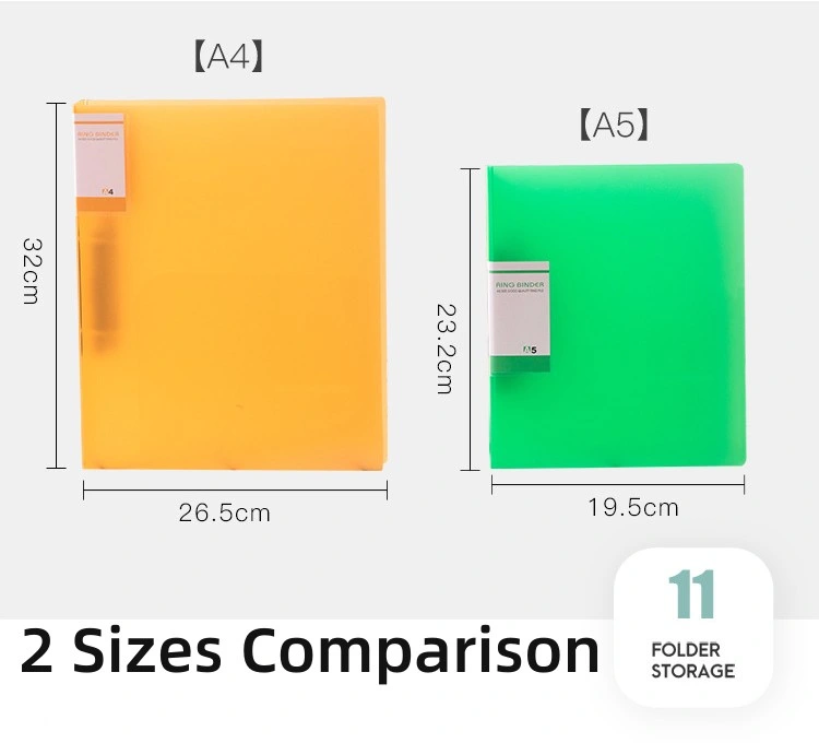 A5 Size Orange Color 2 Rings Waterproof PP Cover D Ring Clip File Organizer Ring File Folder Ring Binder Office Supplies Wholesale/Supplier Stationery