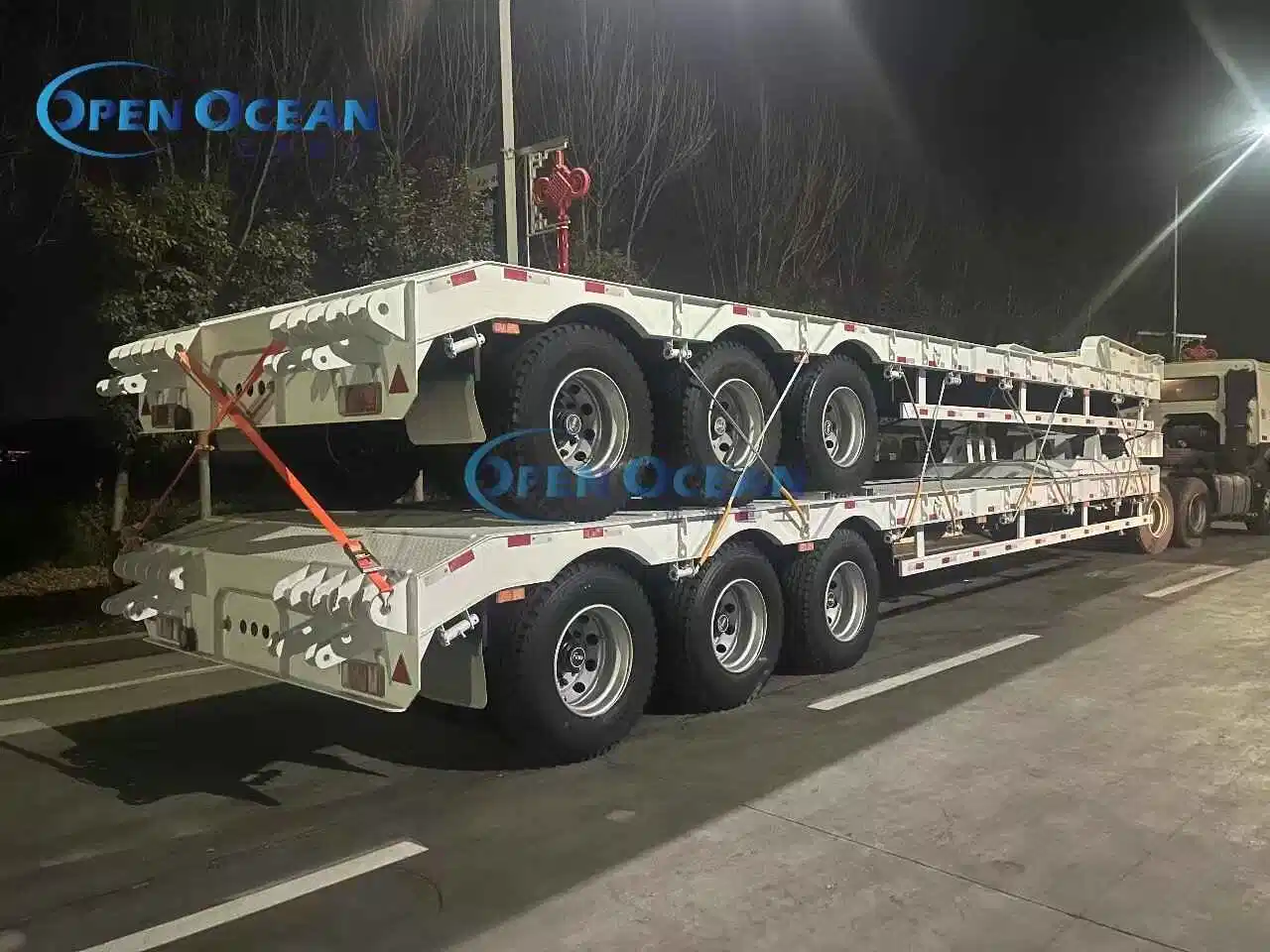 55ton Max Payload More Sales 3 Axles Lowbed Semi Truck Trailer