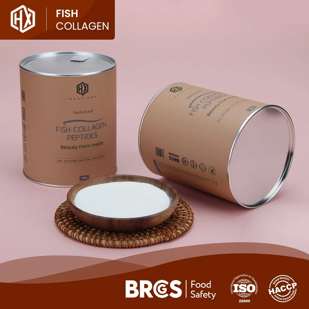 Haoxiang Mayorista/Proveedor de la fábrica de alimentos y cosméticos Grado en polvo hidrolizado de colágeno de peces de la muestra el material disponible Fuente China escala Tilapia colágeno marino